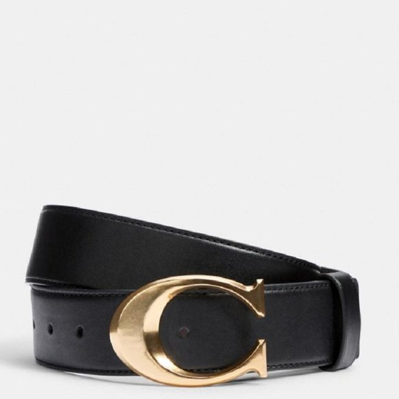 $139 *NEW* COACH Black Signature Buckle Belt, 38mm - Picture 3 of 3